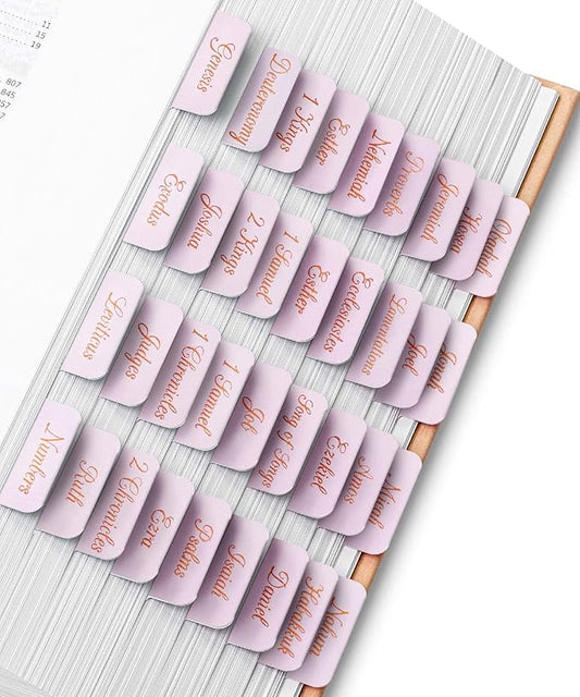 Mr. Pen- Bible Tabs, 75 Tabs, Baby Pink, Bronze Foil Embossed Lettering, Laminated Bible Tabs for Women and Men, Bible Tabs for Study Bible Index Tabs, Bible Book Tabs, Bible Labels Tabs
