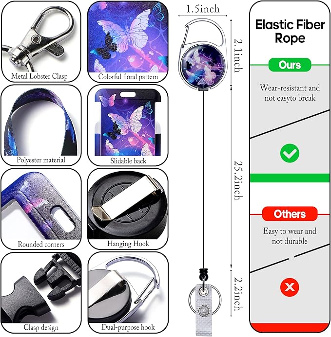 Cute ID Badge Holder with Lanyard Retractable Badge Reel Clip Funny Lanyards for ID Badges Name Tags Keychain for Office Teacher Doctor Student Women Men Nurse Accessories for Work