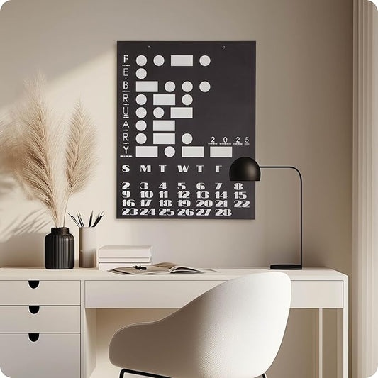 2025, Oversized Monthly Wall Calendar, Wall Art, Poster, 19.25" x 24.75", Alternating Black and White Pages, Morse Code, MADE IN THE USA