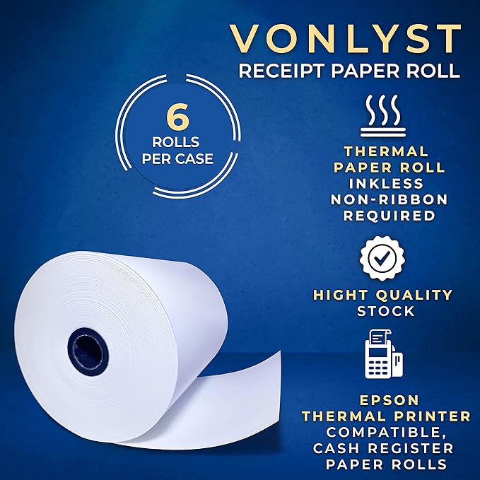 3 1/8 x 230 Thermal Paper Receipt Roll for Epson Printer (Pack 06 rolls)