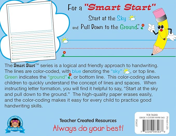 Teacher Created Resources 76543 Smart Start 42737 Story Paper: 360 sheets, White
