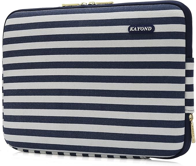 Kayond Canvas Water-Resistant 11 inch Laptop Sleeve with Pocket 11 inch 11.6 inch Laptop Case Compatible MacBook air 11 MacBook 12 Tablet (11-11.6 inches, Breton Stripe)