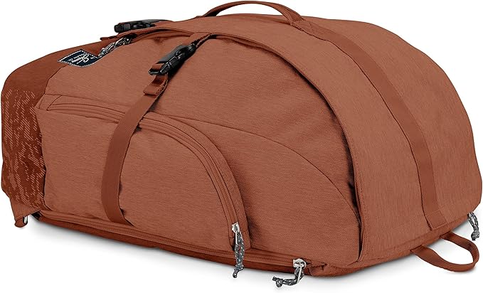 Skyway Luggage Rainier Weekender Backpack, Eco-Friendly, Made of 100% rPET Travel Laptop Bag for Women & Men, Flight Approved Carry On Bag, 43L, Moab Red