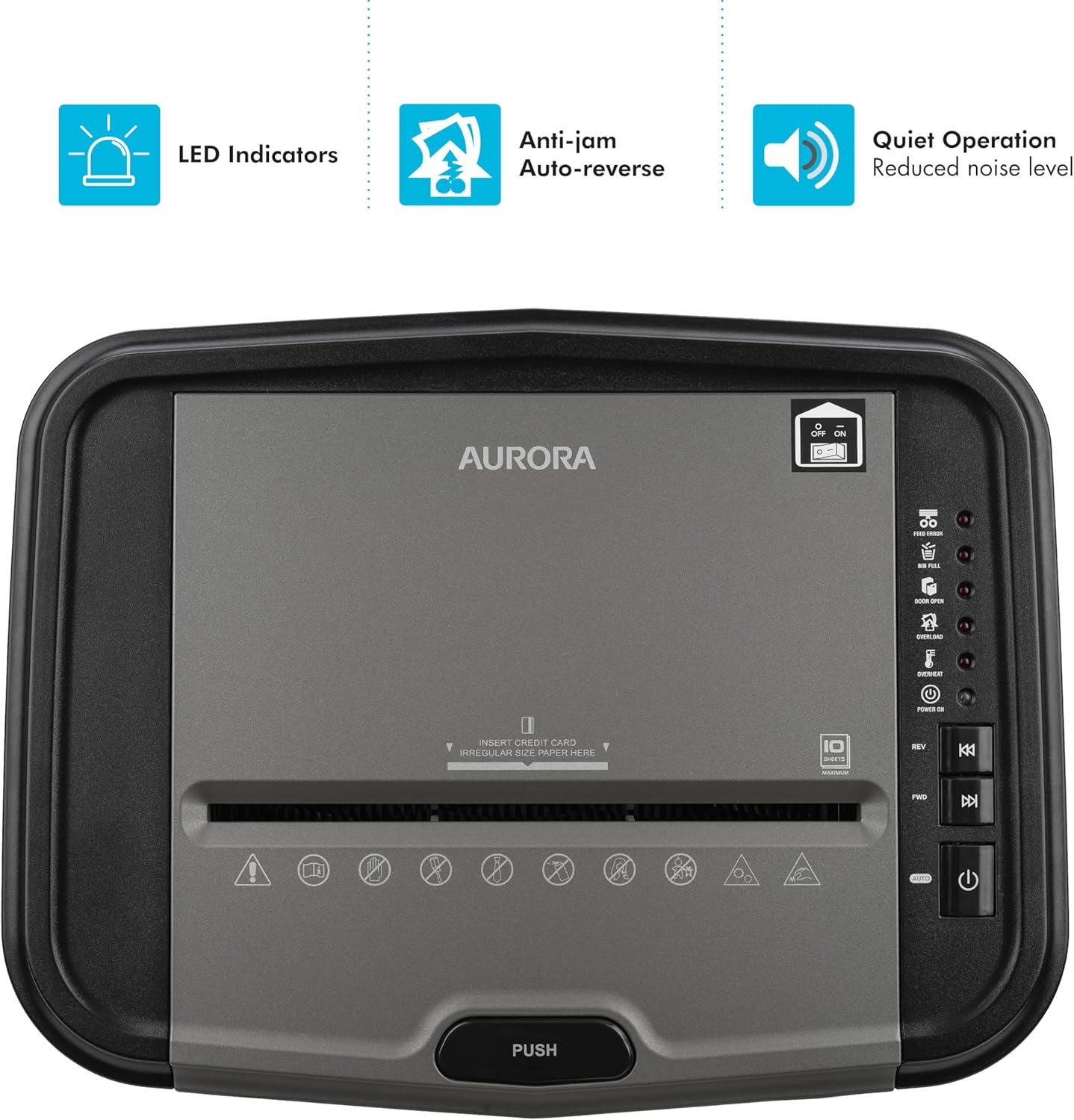 Aurora High Security 120-Sheet Auto Feed Micro-Cut Paper and Credit Card Shredder with 5 Gallon Pullout Basket / 60 Minutes/Security Level P-5