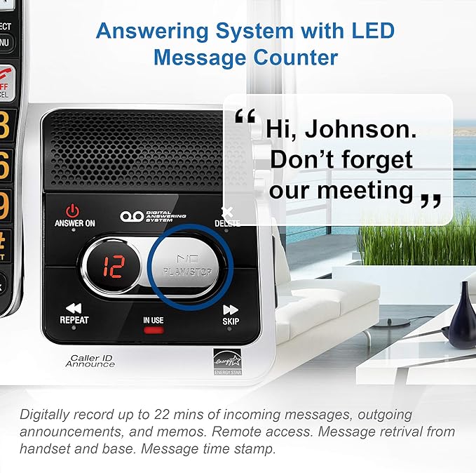 AT&T BL102-4 DECT 6.0 4-Handset Cordless Phone for Home with Answering Machine, Call Blocking, Caller ID Announcer, Audio Assist, Intercom, and Unsurpassed Range, Silver/Black