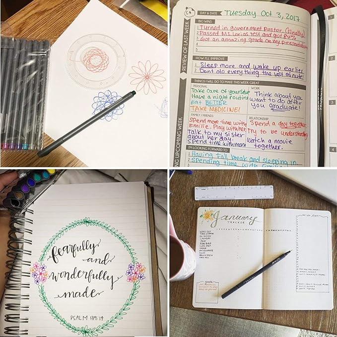 ai-natebok 36 Colored Fineliner Pens Fine Tip Pens Porous Fineliner Color Pens for Journal Planner Writing Note Taking Calendar Agenda Coloring Art School Office Supplies