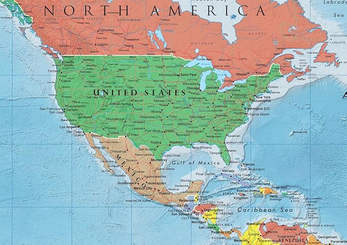 Swiftmaps World Premier Wall Map Poster Mural 24h x 36w