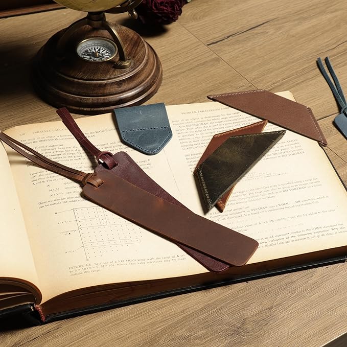 Londo Genuine Leather Handmade Bookmark (Set of 2) (Triangle, Light Brown)
