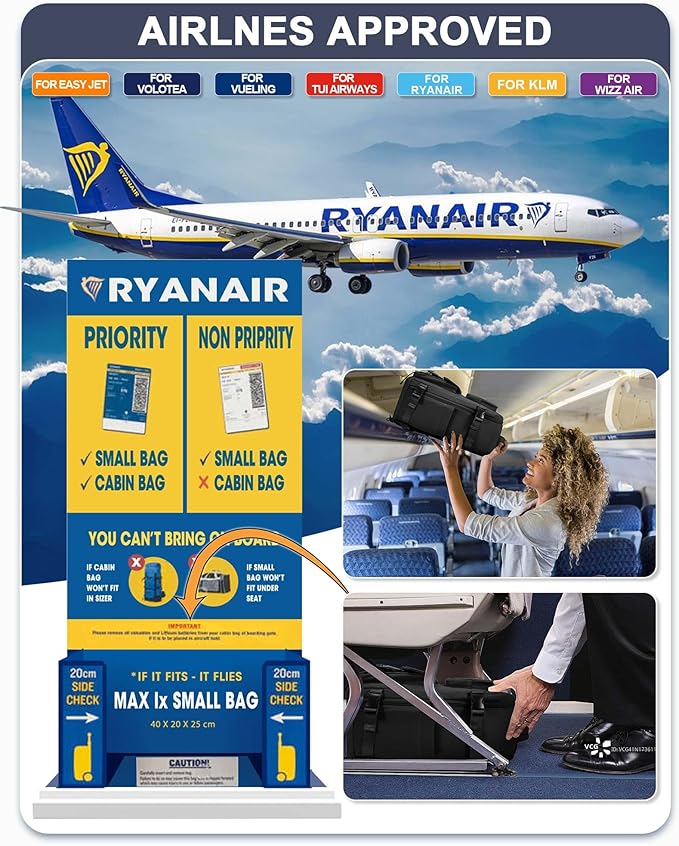 Black Travel Backpack for Women Men, Carry on Backpack Flight Approved Item Bag, Casual Daypacks Cabin Bagage, Hiking Backpack Lightweight Rucksack, Business Laptop Backpack Small