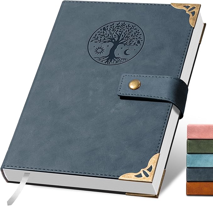 Tree of Life Journal for Women Journals for Writing 260 Lined Pages Hardcover Leather Journal Notebooks for Men, 5.7”x8.3”, Blue