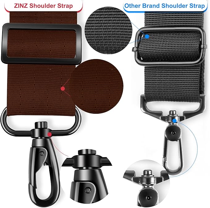 ZINZ 75" Shoulder Strap with Fixed Pad and Dual Balanced Buckles，Brown