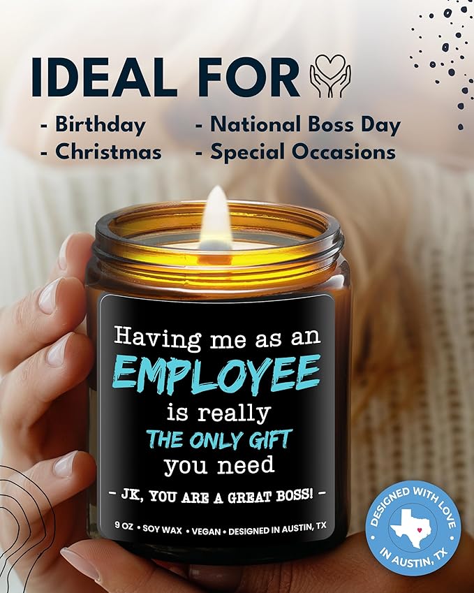 Funny Boss Candle, Boss Gifts for Men, Best Boss Gifts for Men, National Boss Day Gifts for Men, Gag Gift for Boss, Having Me as an Employee is The Only Gift You Need, Birthday, Christmas, Gift-Ready