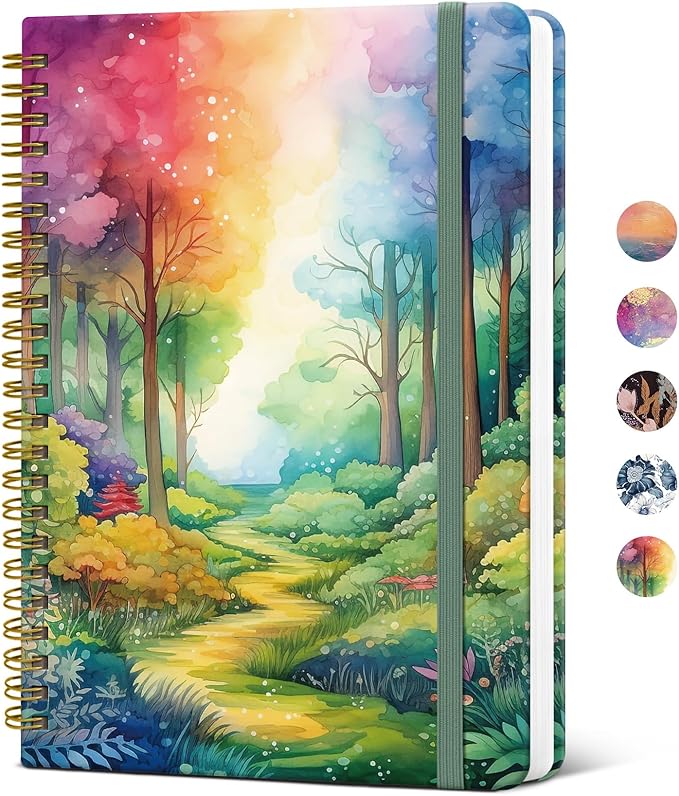 Lined Spiral Journal Notebook for Women, A5 College Ruled Journals for Writing, Hardcover Notebooks for Work, Note Taking and Office School Supplies,140 Pages - Mystic Forest