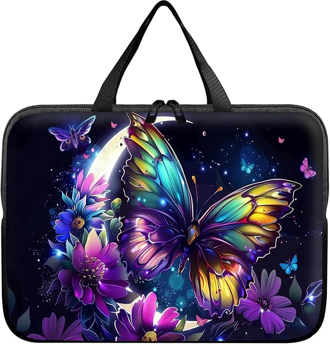 Universal Laptop Sleeve Tablet Case 12 inch, Color Moon Butterfly Slim Carrying Case Durable Handbag Travel Laptop Bag for Surface Pro 9 8 7/Laptop Go 2 3, MacBook Air 11/12