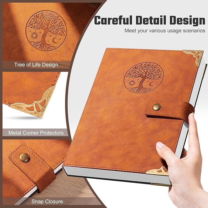 Tree of Life Journal for Women Journals for Writing 260 Lined Pages Hardcover Leather Journal Notebooks for Men, 5.7”x8.3”, Blue