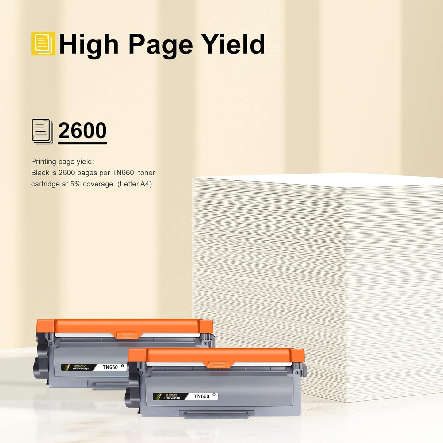 SHEENGO Compatible Toner Cartridge Replacement for Brother TN660 (Black 2 Pack)