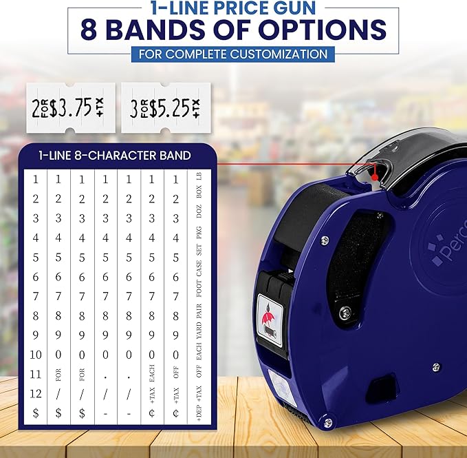 Perco Lite 1 Line Price Gun with Pricemarker Labels Kit - Includes 5,000 Blank White Labels, 2 Ink Rollers, 1 Ink roll and Labels Pre-Loaded