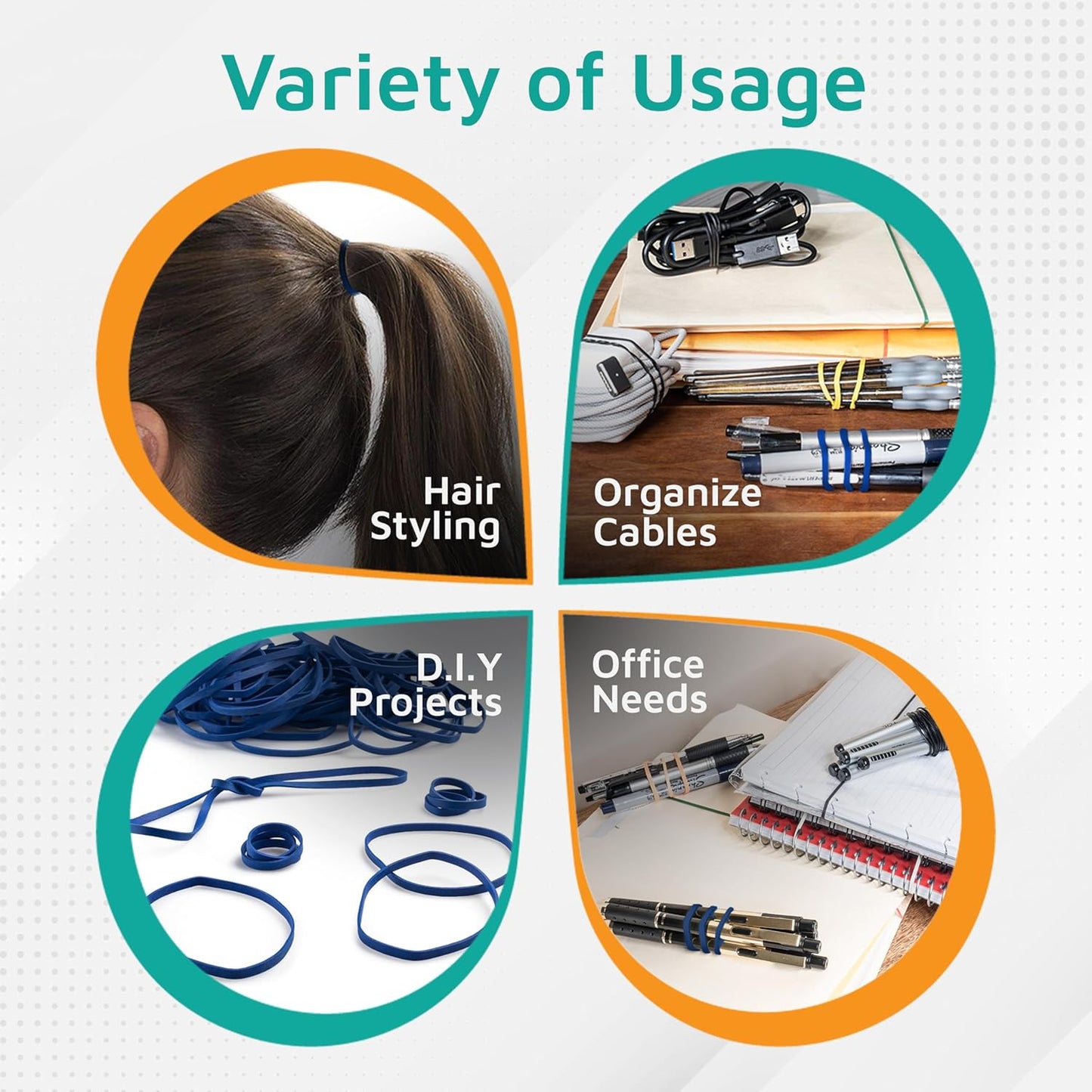 PlasticMill Blue Rubber Bands Size 33 (3 1/2" x 1/8") - #33 Colored Rubber Bands Office Supplies - Strong, Elastic Bands for Crafts, Balloon Garland, Cash, File Folders (500-Pack)