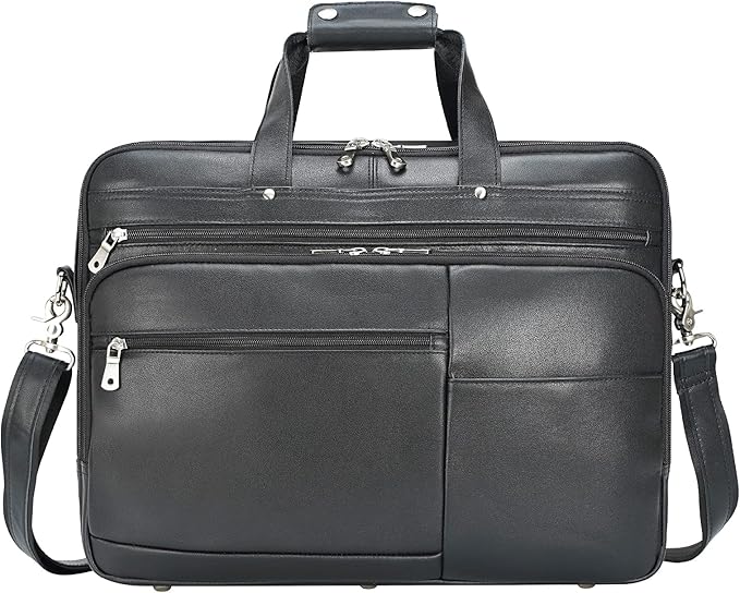 Polare X-Large 18" Full Grain Leather Briefcase For Men Business Travel Case Messenger Bag Fits 17.3" Laptop