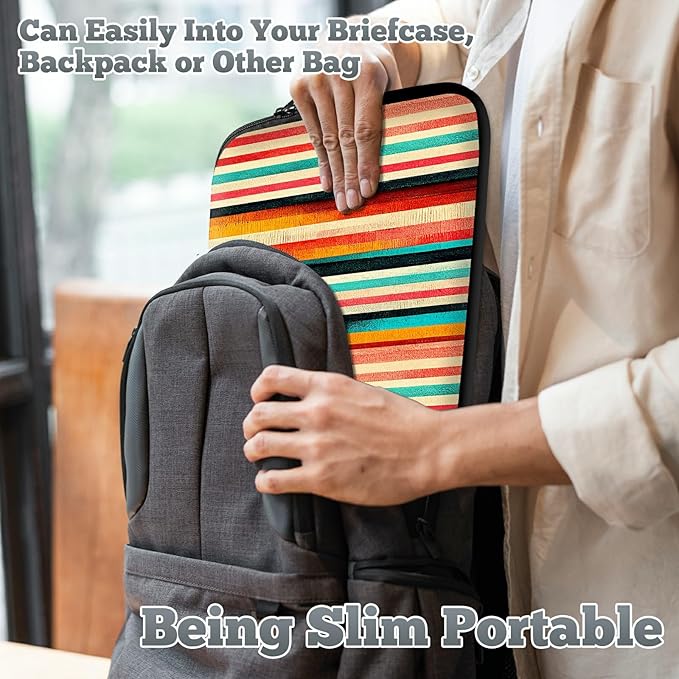 Universal Tablet Laptop Sleeve Case 10 inch, Colorful Vertical Stripes Slim Carrying Case Durable Handbag Travel Laptop Bag for 7 to 10-inch Laptops/Notebook/Kids Tablet/ipad/eBook Readers