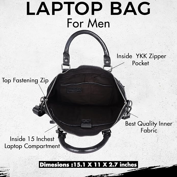 Genuine Leather Laptop Bag For Men 15 Inch, Messenger Bag For Women