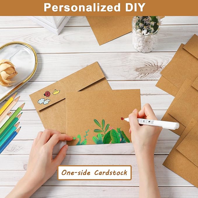 Brown Blank Note Cards and Envelopes 4 x 6 Heavyweight Single Panel Cardstock and A4 Envelopes Printable Self Seal 20 Packs for Wedding Invitations, Baby Showers, Thank You Cards