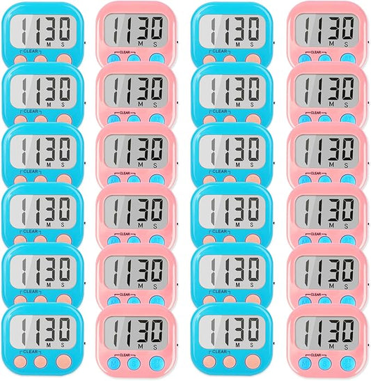 Classroom Timers for Teachers Kids Large Magnetic Digital Timer 24 Pack-Blue Pink