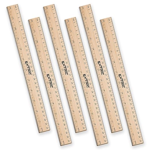 Rulers 6 Pack - Rulers 12 Inch, Wood Ruler with Metal Edge Great for School, Classroom, Home, and Office