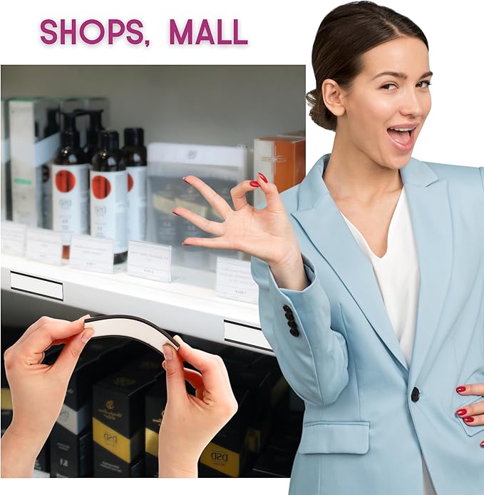 Availey 60 Pack Magnetic 'C' Channel Label Holders for Metal Racks and Shelves with Protective Films and Replacement Strips 4" x 0.75"