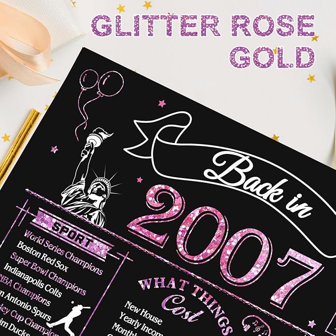 18th Birthday Card for Girls Her, Jumbo 3D Pop Up Sweet 18th Birthday Gifts Cards, Back In 2007 Happy 18 Year Old Birthday Decorations Cards Card for Daughter Granddaughter, Rose Gold