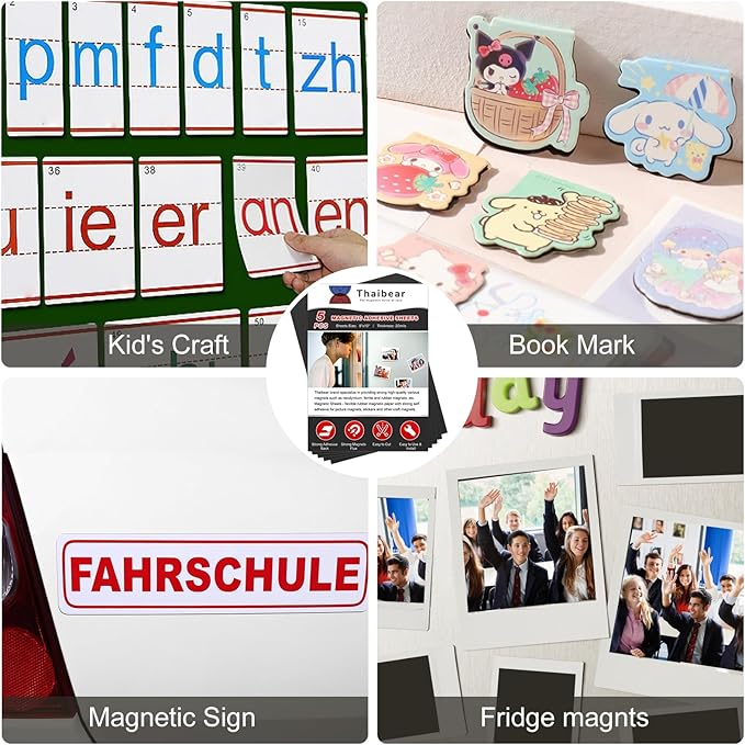 Magnetic Sheets with Adhesive Backing, 8" x 10", 5 Pack Flexible Magnet Sheets with Adhesive for Crafts, Photos and Die Storage - Peel and Stick Magnetic Tape Paper, Easy to Cut into Any Size