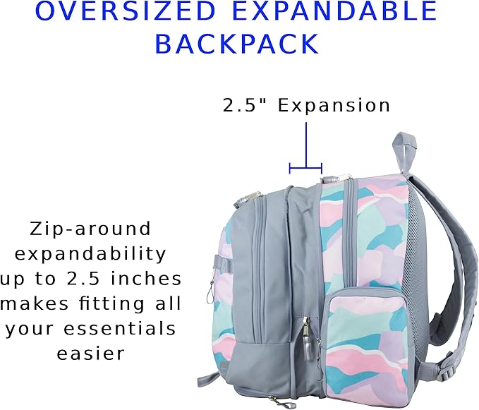 Eastsport Extra Large Backpack Expandable Oversized for Travel Hiking Work Camping Sports Outdoors with Drawstring Bag Mochila De Viaje Abstract Joyful