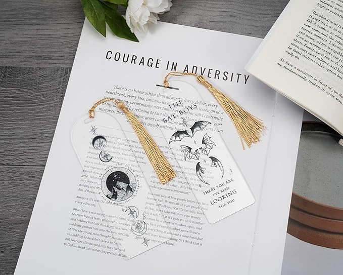 TwoDays Fantasy Acrylic Bookmarks, to The Star Who Listen Inspired Romantasy Gifts for Bookish, City of Starlight and Batboys Merch for Book Lovers Booktok. (6"x2", Set of 2)