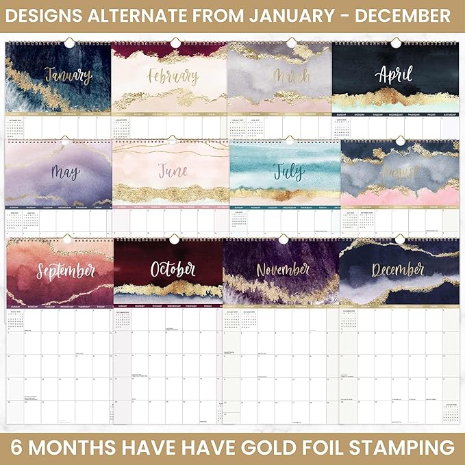 bloom daily planners 2025 Calendar Year Monthly Hanging Wall Calendar (January 2025 through December 2025) - Large 11” x 17” - Watercolor
