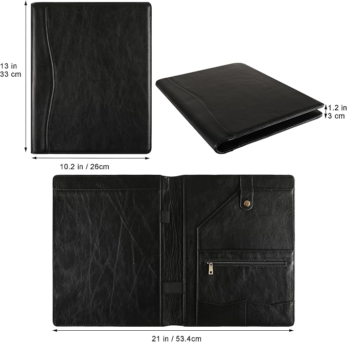 Personalized Leather Portfolio for Lefty, Engraved Leather Notepad Portfolio Binder, Custom Leather Legal Pad Padfolio, Christmas Gift for His/Her (Notepad, Black-Custom)