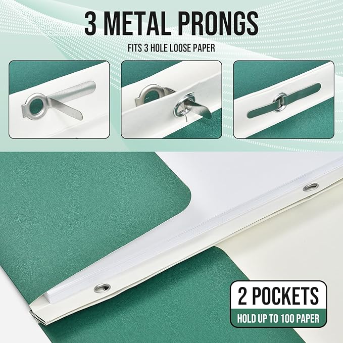 Folders with Pockets, IntoJoy 100 Pack Two Pocket Folders Business Card Holder Folders with Prongs for School Office Filing Cabinet Resume Portfolio (Colored)