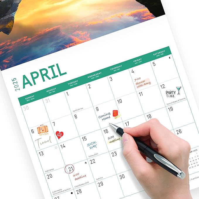 2025 National Parks Monthly Wall Calendar by Bright Day, Includes Over 300 Stickers, 12 x 12 Inch