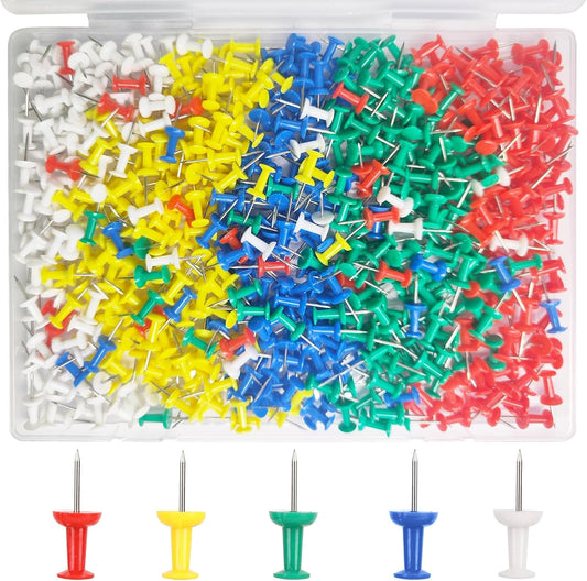 500 Pack Push Pins Tacks, Colored Map Push Pins, Plastic Head, Steel Point, Thumb Tacks for Cork Board, Bulletin Board, Map Pins, Photo Hanging Tacks at Homes, Schools and Offices