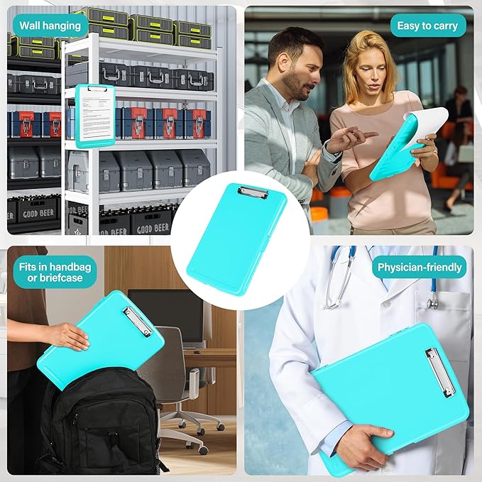 Clipboard with Storage, High Capacity Clip Boards 8.5x11 with Storage, Plastic Nursing Clipboard Folder with Pen Holder, Heavy Duty Storage Clipboard with Low Profile Clip for School & Office