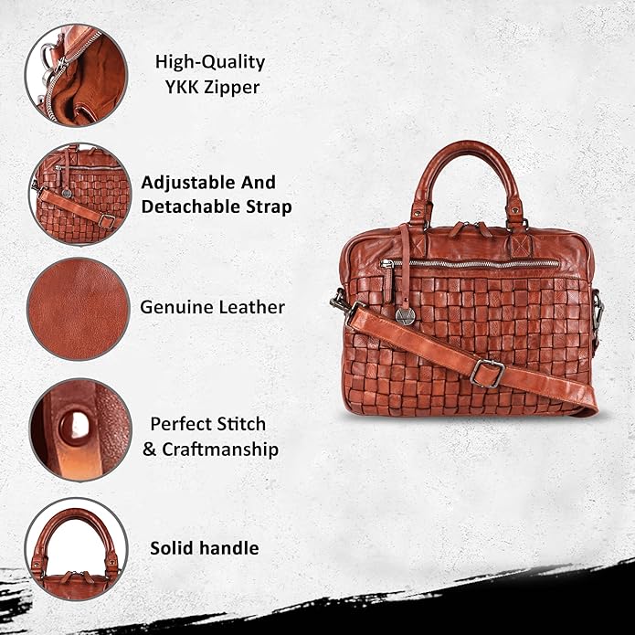 Genuine Leather Laptop Bag For Men 15 Inch, Messenger Bag For Women