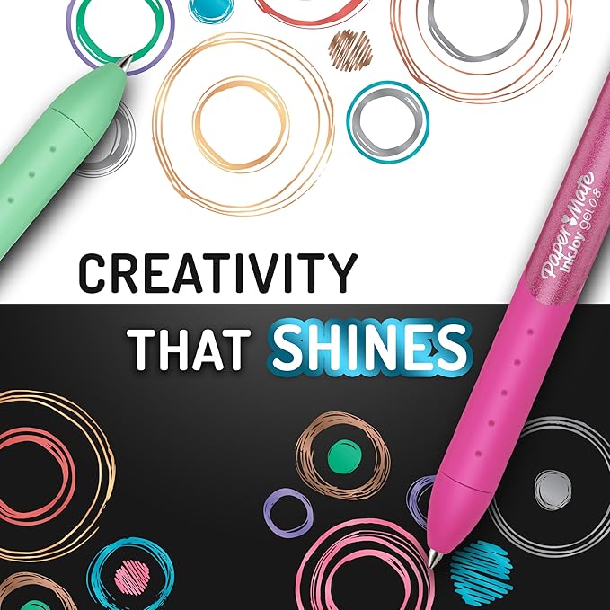 Paper Mate InkJoy Gel Pens, Metallic Pens, Retractable, Medium Point, (0.8mm) Assorted Colors, 10 Count