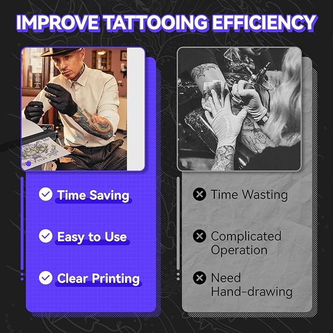 P90 Wireless Tattoo Stencil Printer - Professional & Beginner Friendly, Bluetooth & USB Connectivity, Free Stencil Paper Included