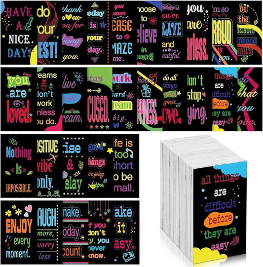 Jinei 300 Inspirational Affirmation Cards Positive Motivational Cards Small Mini Encouragement Quotes for Women Mother's Day Church(Geometric Style)