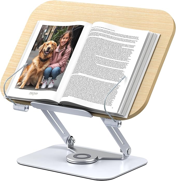 Book Stand for Reading, 360° Adjustable Book Holder, Foldable Book Holder Stand, Cookbook Stand, Textbook Stand, Bible Stand, Hands Rree Book Stand, Laptop Stand, Tablet Stand