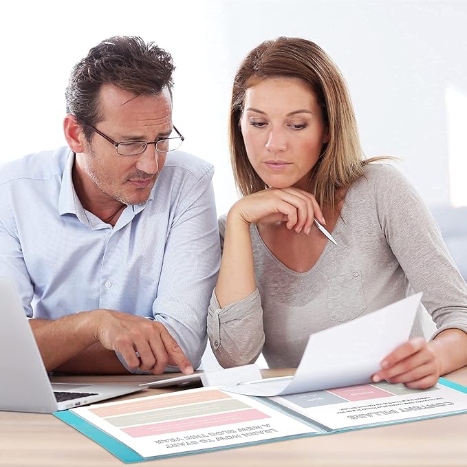 Dunwell 8.5x11 Portfolio Binder (Aqua, Horizontal), Plastic Presentation Book, 24 Pockets Displays 48 Pages of Letter Size Documents, Certificates, Keepsakes, Art Portfolio Folder, Acid-Free Poly