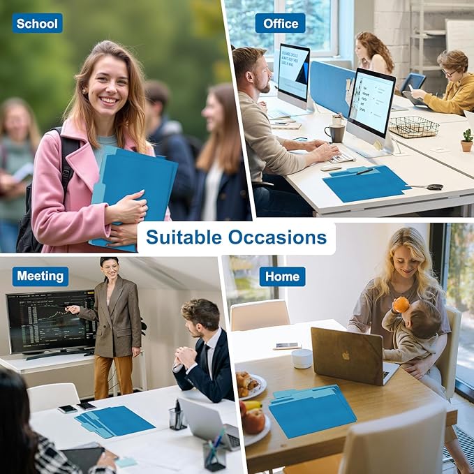 ViVin File Folder, 50 Pack Colored File Folders with 1/3-Cut Tabs, Fits 8.5 * 11 Letter Size Paper, Manilla Folders for Home Office School Documents(Blue)