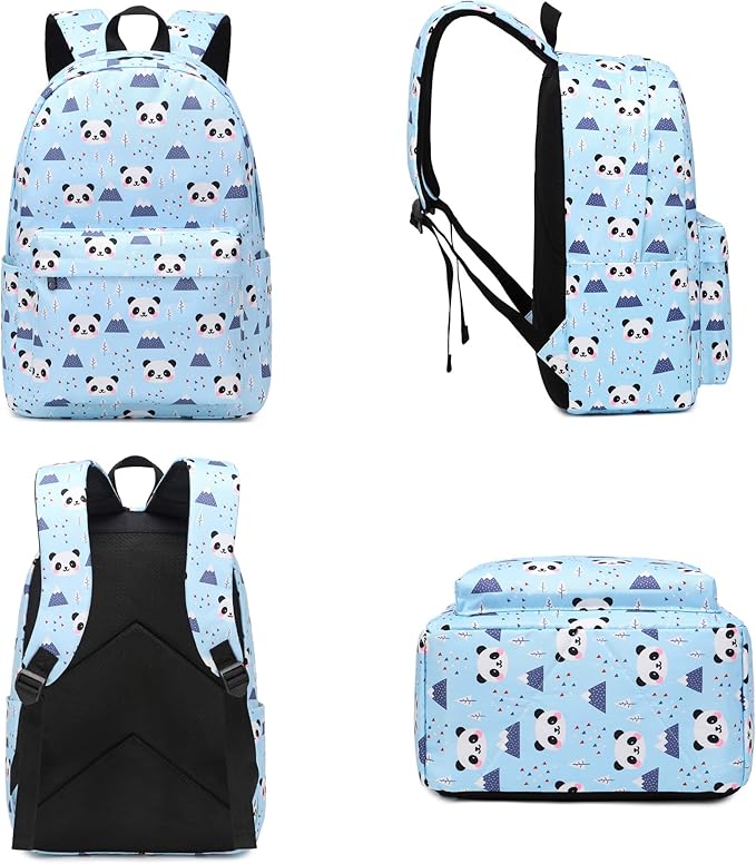 Panda School Backpack for Teens Girls, Womens College Bookbags Kids School Bags Laptop Backpacks (Blue)