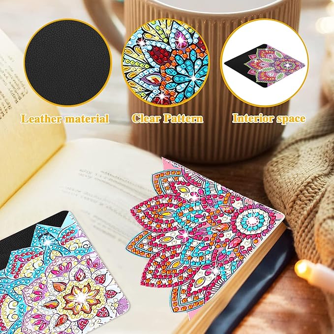 8 Pcs Diamond Art Bookmarks Kit for Adult, DIY Diamond Paint Corner Book Makers Set, Small Diamond Art Kits, Paint by Art Crafts Kit Gifts for Women