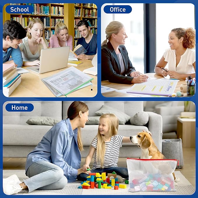 36pcs Zipper Bags for Organizing, A4 Zip Pouch Bags, Waterproof Pouch Bag, 12 Colors Toy Organization Bags, Zip Pouches for Organizing, Puzzle Bag, Office Organization, Homeschool Supplies