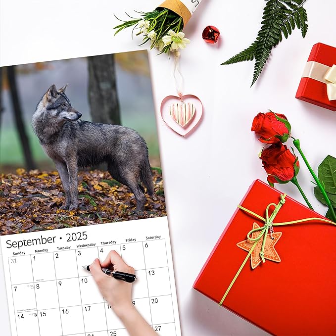 2025 Wall Calendar,Calendar 2025, November 2024 - December 2025, Wall Calendar Wolves, 12" x 24" Opened,Full Page Months Thick & Sturdy Paper for Calendar Organizing & Planning